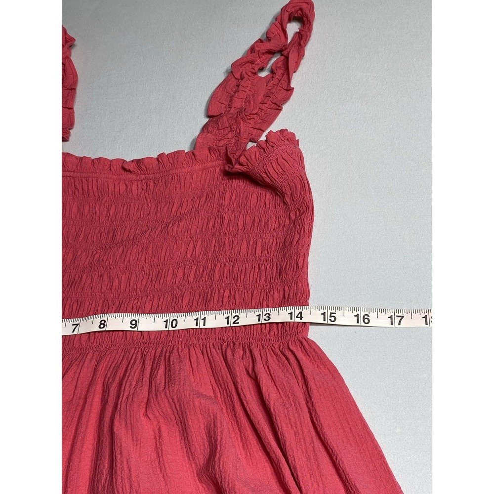 Calvin Klein Dress Womens 8 Pink Smocked Maxi Sundress Ruffle Strap Textured - Picture 4 of 12